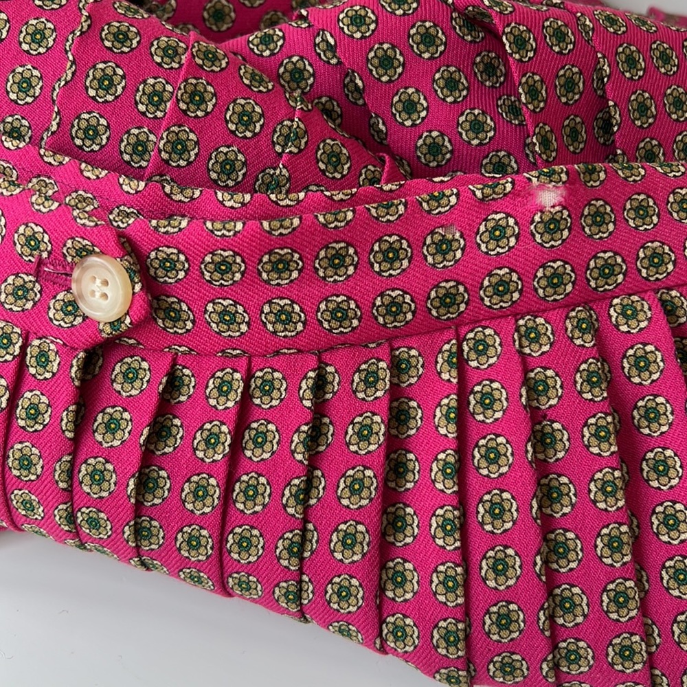 Vintage 80's Ralph Lauren 100% Wool Midi Pleated Medallion Skirt Pink Size 6 USA - Picture 12 of 12